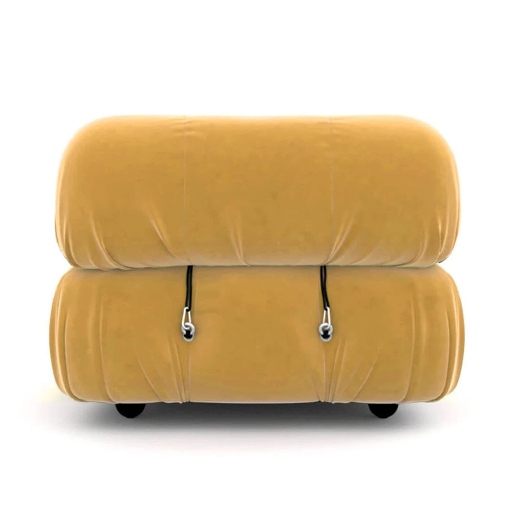Bellini Right Armrest Module in Yellow Velvet - Back View | Nue Modern