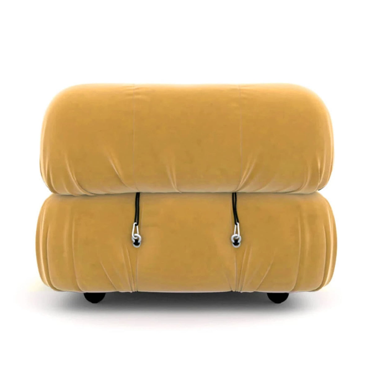 Bellini Right Armrest Module in Yellow Velvet - Back View | Nue Modern