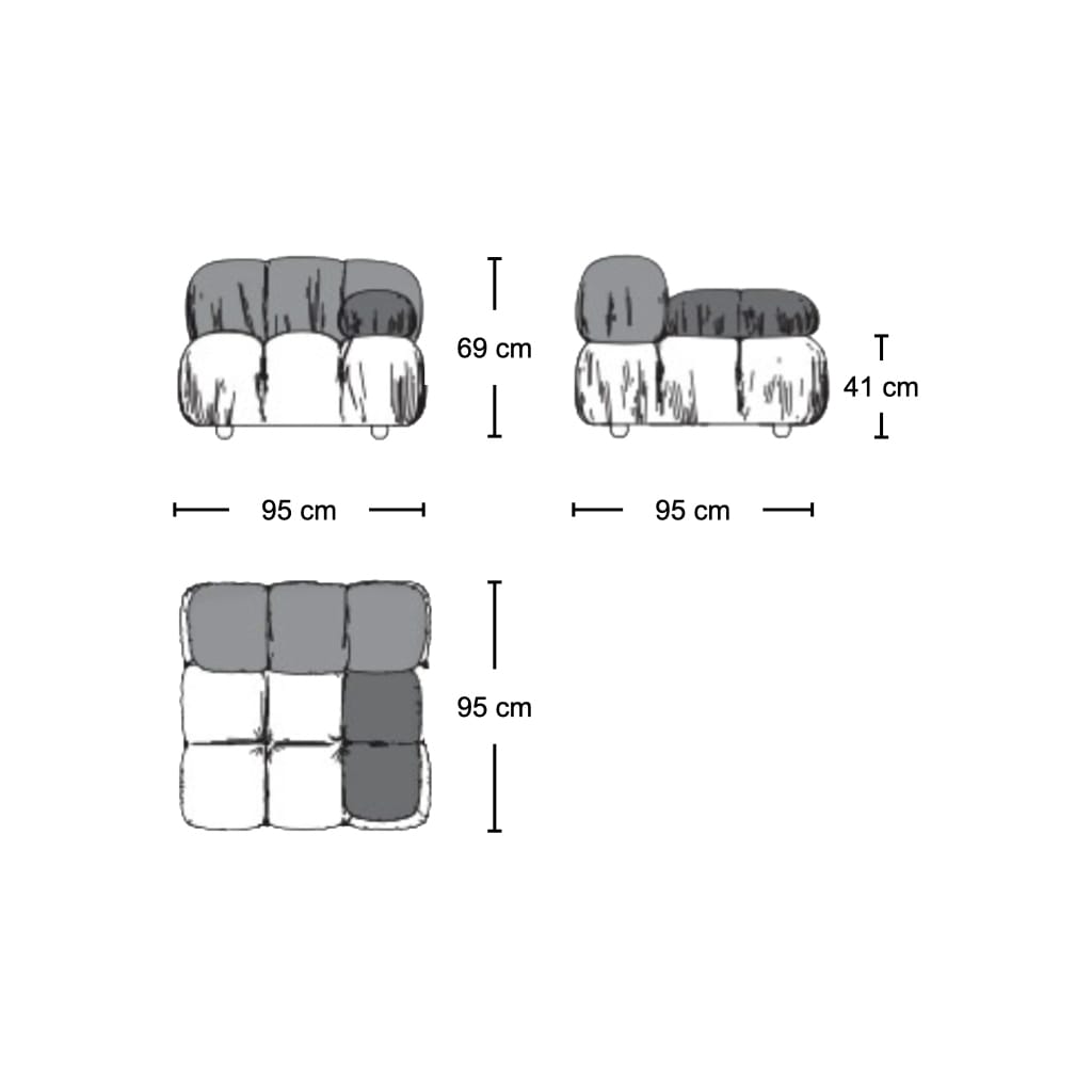 Bellini Right Armrest Module - dimensions