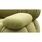 Close-Up of the Bellini Sofa Armrest in Olive colour Velvet | Nue Modern