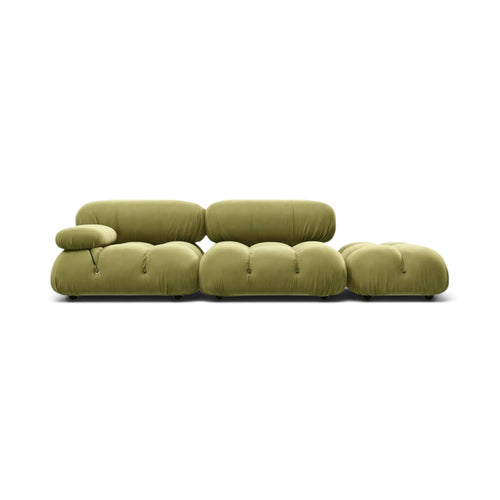 Bellini Studio Sofa in a Olive Tone Velvet - Front View | Nue Modern