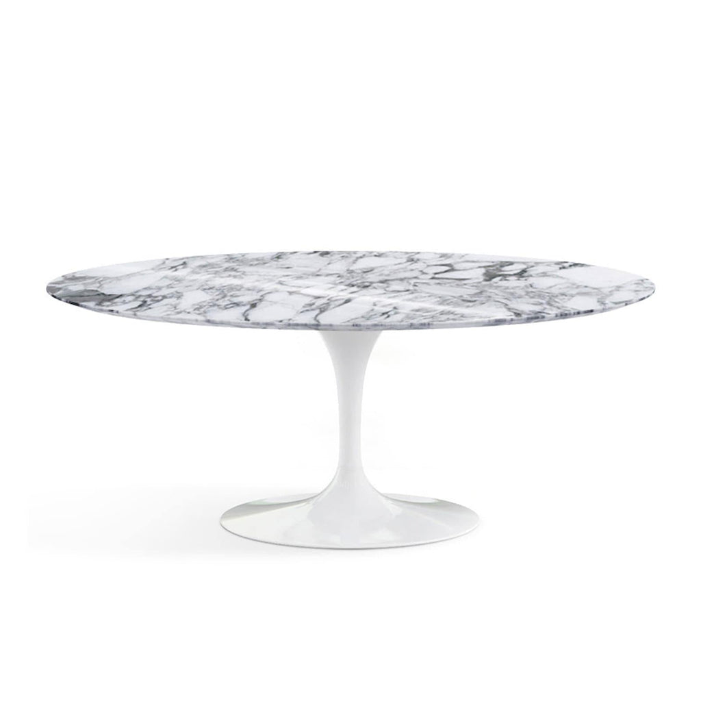 Oval Pedestal Dining Table - Marble Top - natural marble veining