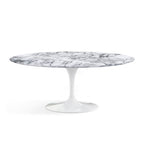 Oval Pedestal Dining Table - Marble Top - natural marble veining
