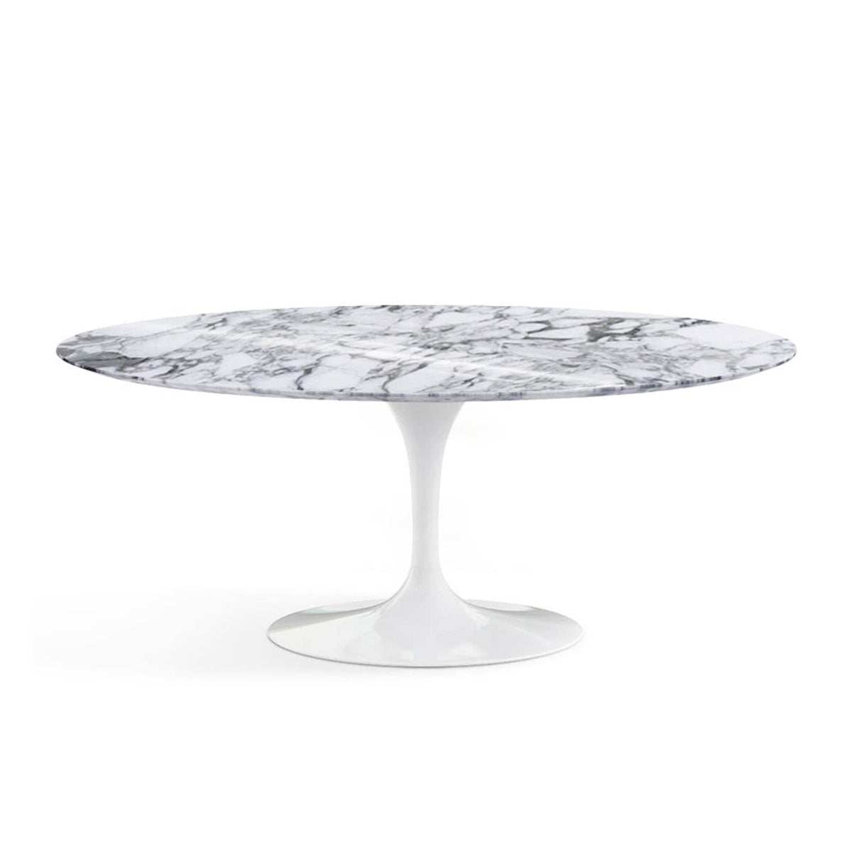 Oval Pedestal Dining Table - Marble Top - natural marble veining