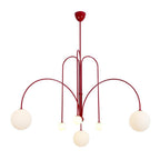 Bomba Chandelier size 130cm in red with lights on | Nue Modern