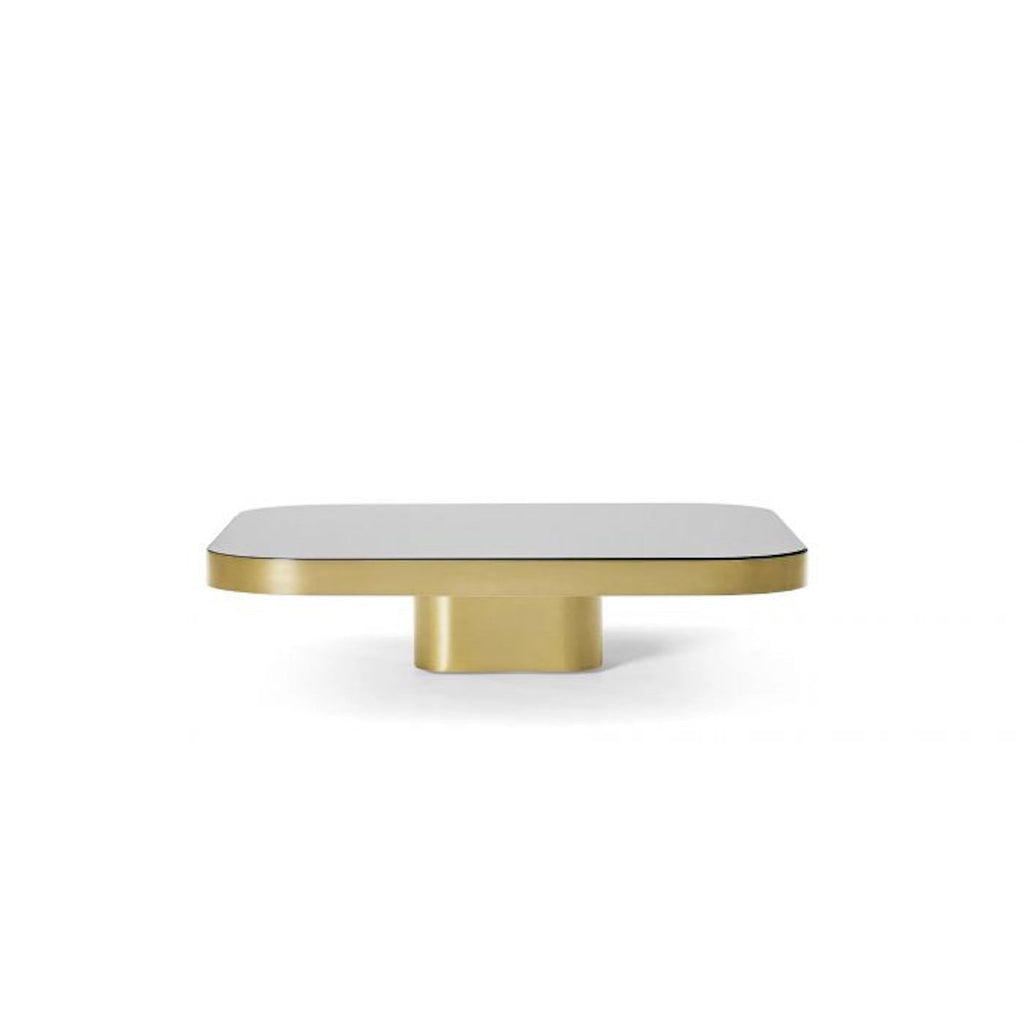 Bow Coffee Table No. 1 in brass with black lacquered glass top