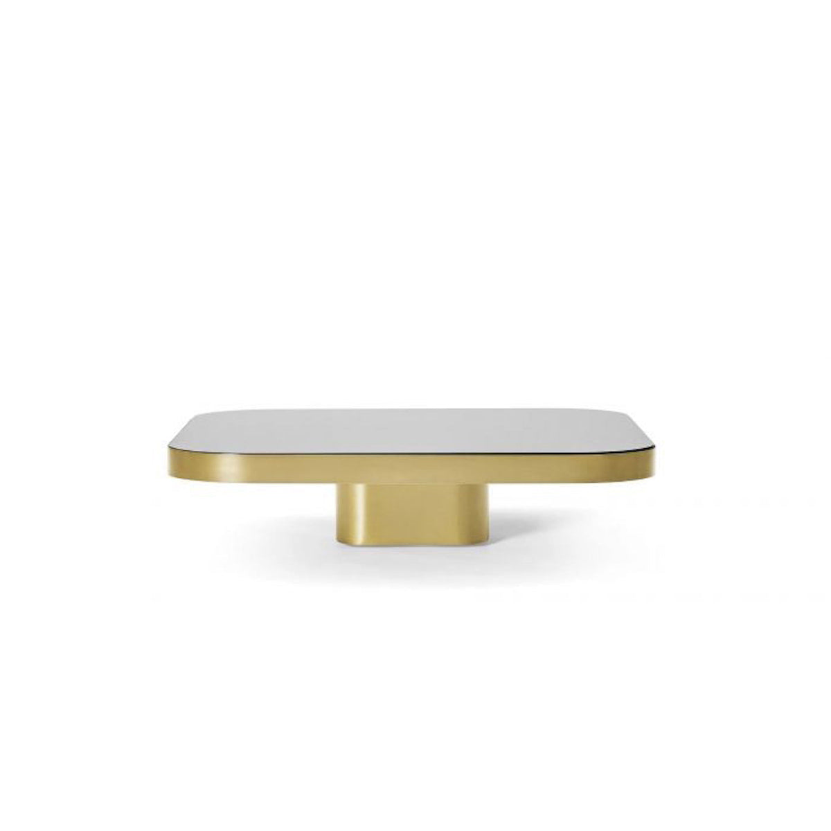Bow Coffee Table No. 1 in brass with black lacquered glass top