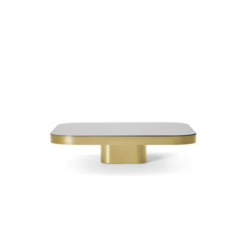Bow Coffee Table No. 1 in brass with black lacquered glass top