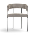 Front view of the C-Chair upholstered in grey suede with black metal frame | Nue Modern