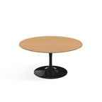 Pedestal Low Table - Wood Top - round wood top on a single sculpted trumpet base