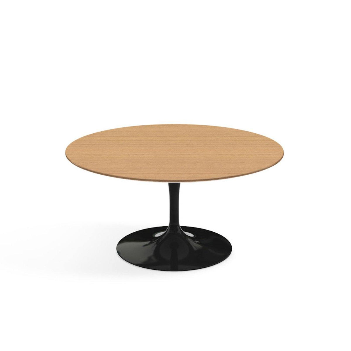 Pedestal Low Table - Wood Top - round wood top on a single sculpted trumpet base