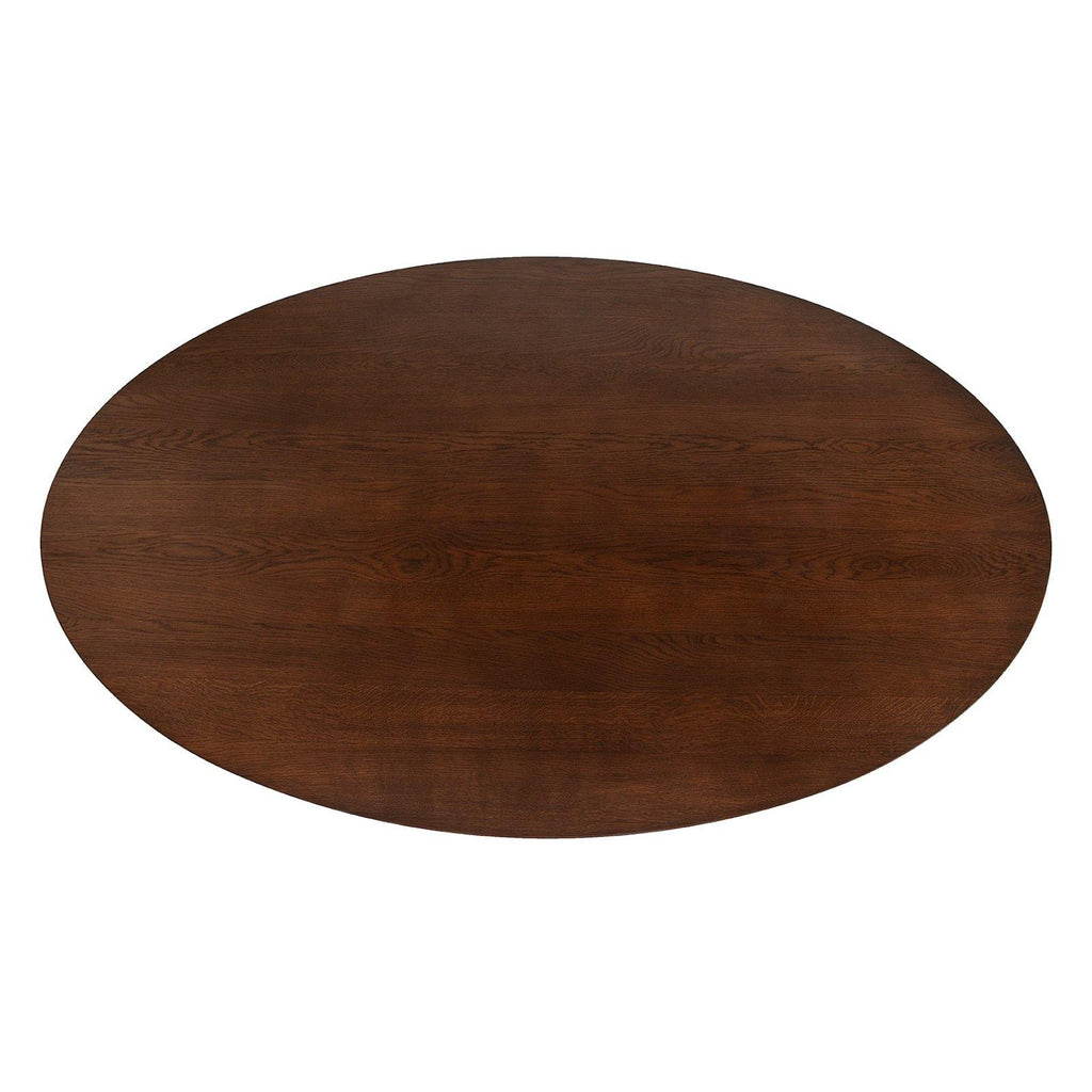 Oval Pedestal Dining Table - Wooden Top - natural wood grain
