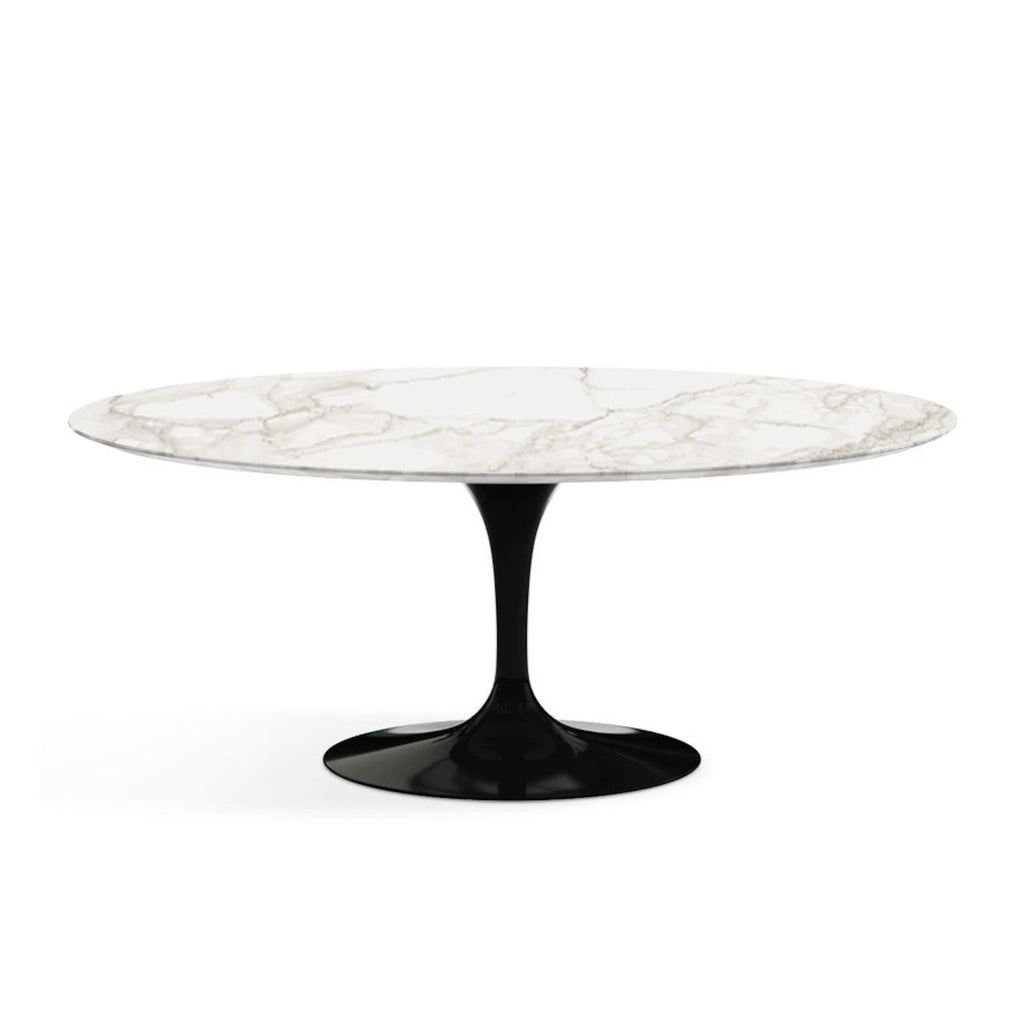 Oval Pedestal Dining Table - Marble Top - available with an Arabescato marble top