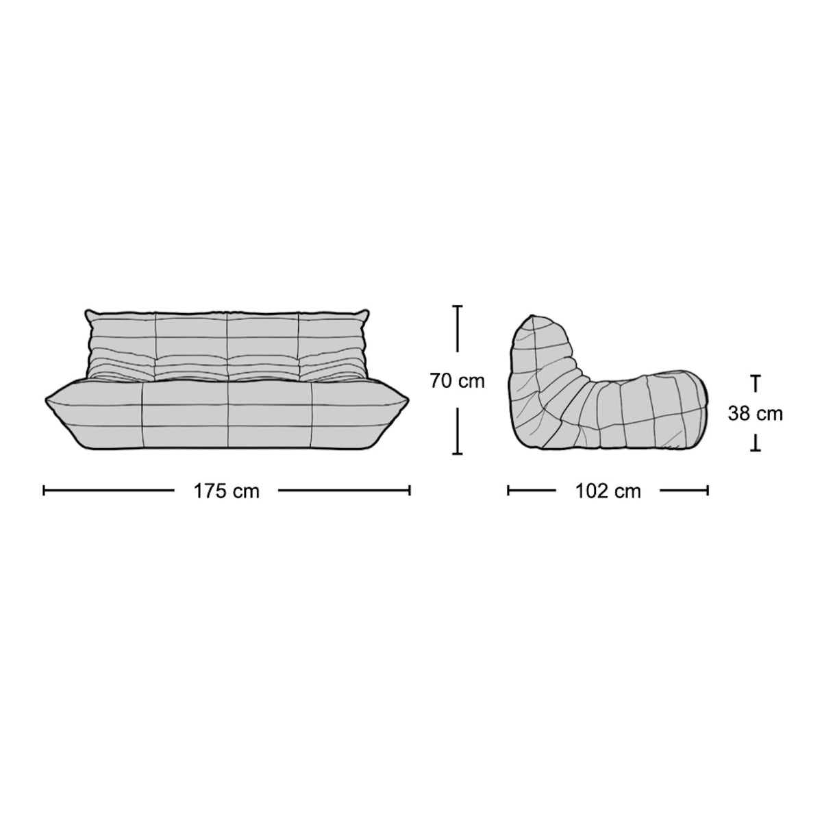 Michel 3-Seater Sofa - curved three-seater from Nue Modern