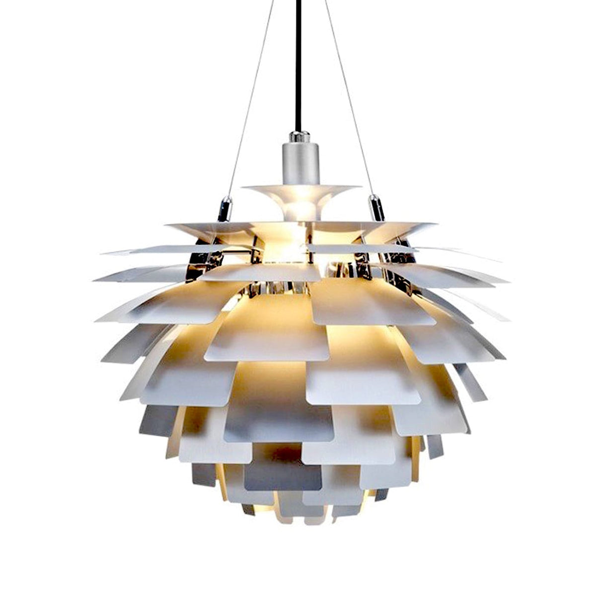 Artichoke Lamp - tiered leaf shades in stainless steel, white or copper