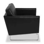 Side view of the CH101 Armchair in black leather