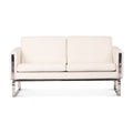 CH102 Sofa - front view of the two-seater on its exposed wooden frame