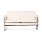 CH102 Sofa - front view of the two-seater on its exposed wooden frame