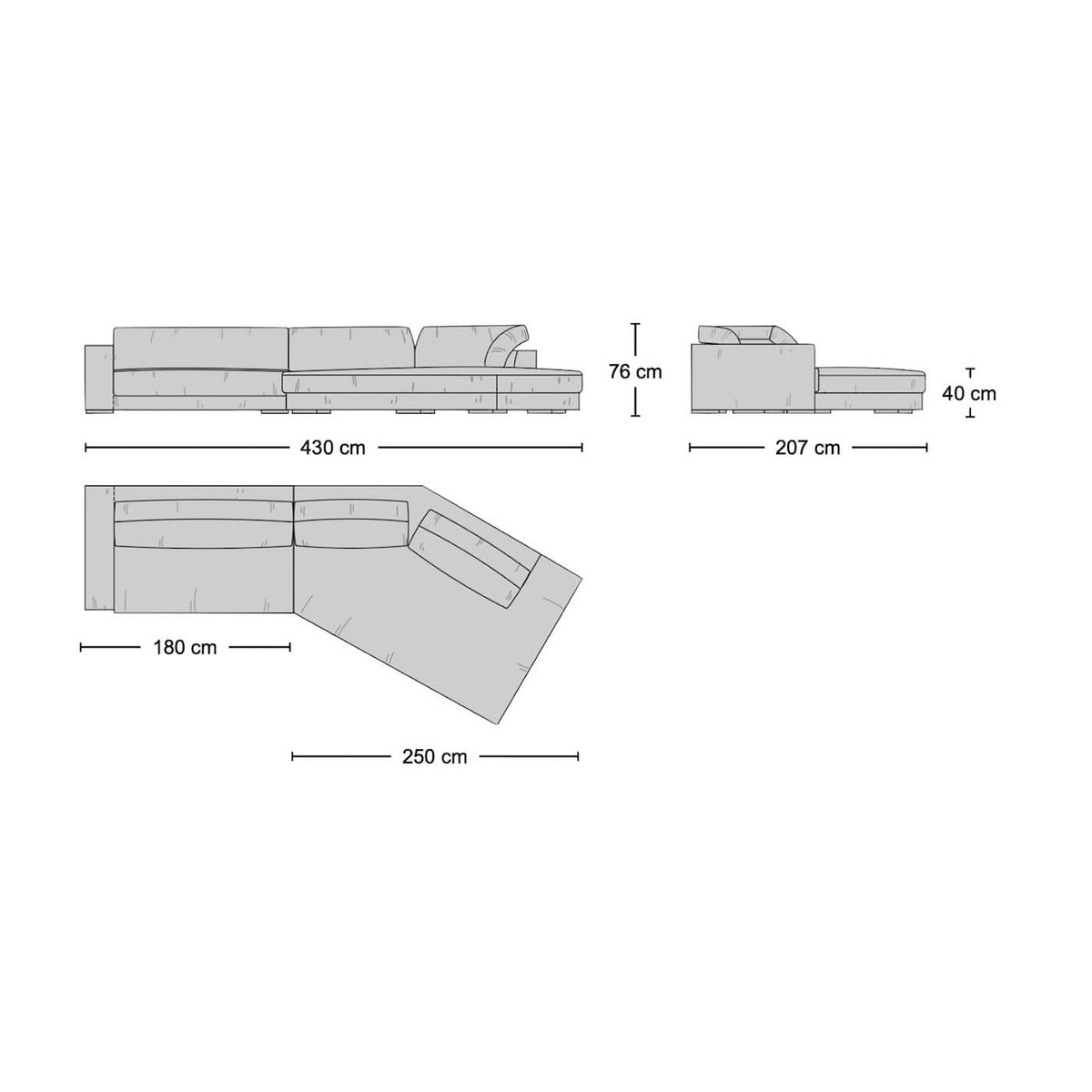 Budapest Large Sectional Sofa - large curved sofa for open-plan living rooms