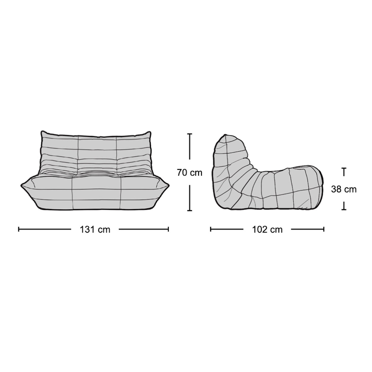 Michel 2-Seater Sofa - curved two-seater from Nue Modern