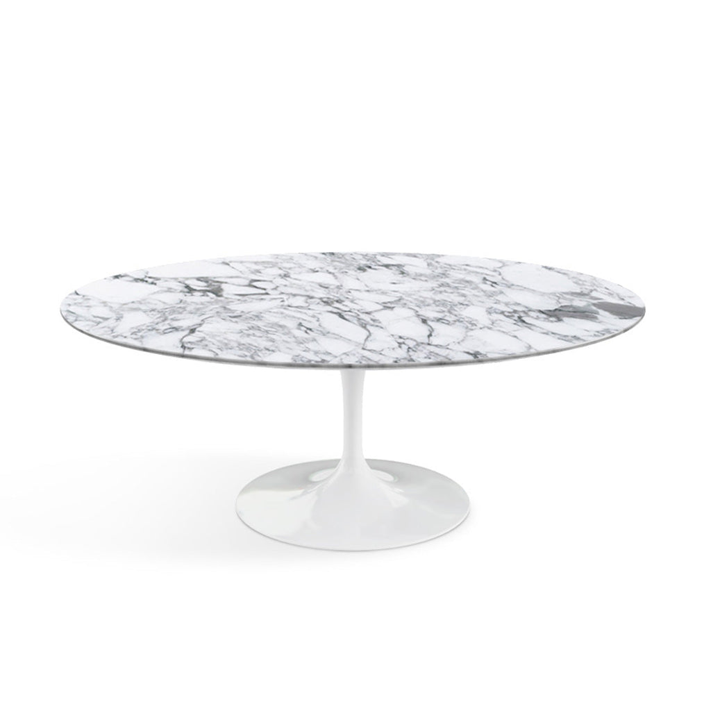 Oval Pedestal Coffee Table - Marble Top - available in Carrara, Arabescato, Calacatta Oro and more