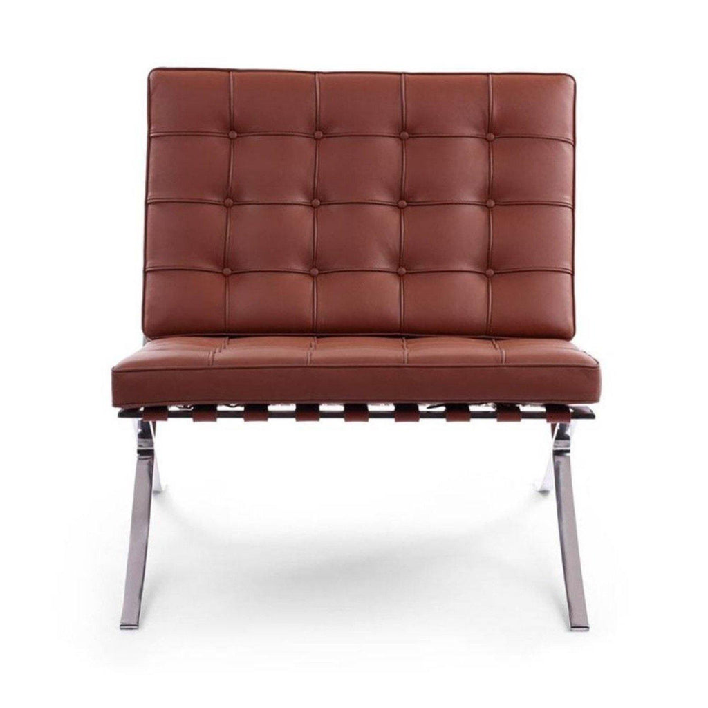 Barcelona Chair - Mies van der Rohe-inspired lounge chair with a chromed X-frame