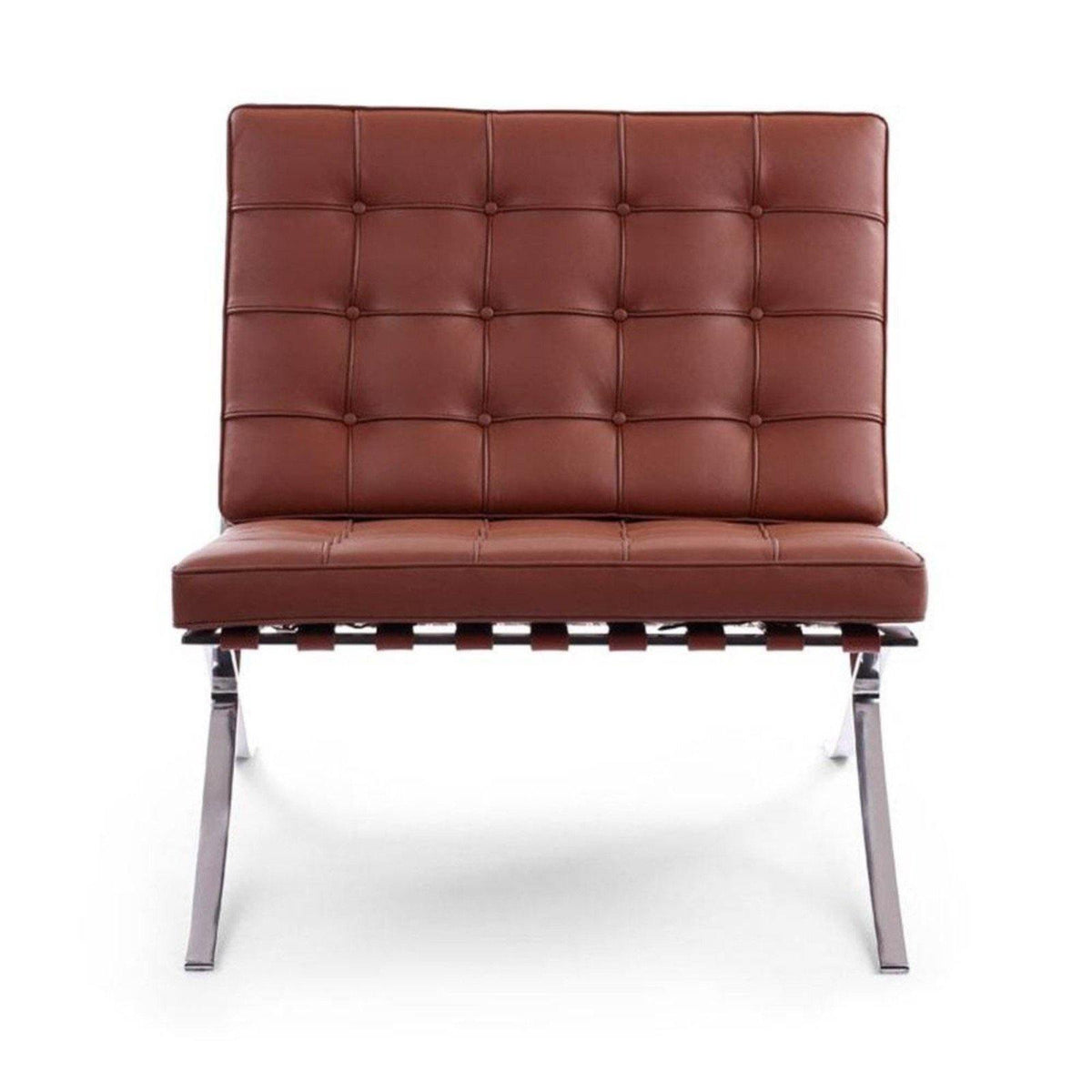 Barcelona Chair - Mies van der Rohe-inspired lounge chair with a chromed X-frame