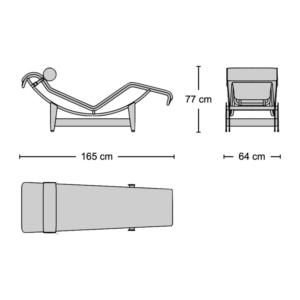 LC4 Chaise Longue - available in black leather