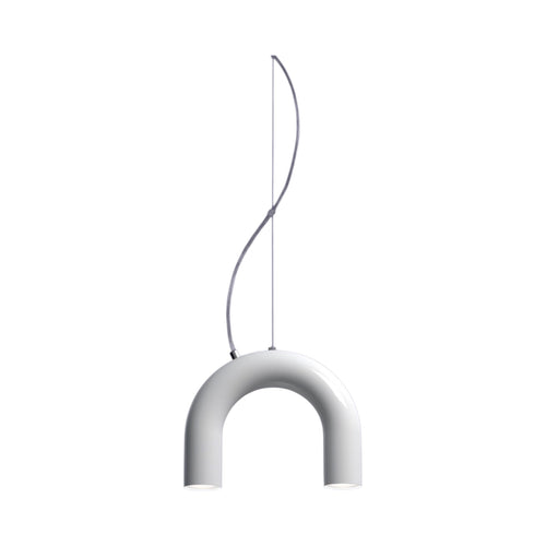 Arch Single Pendant - curved arm suspension light in white, nude, blue or black