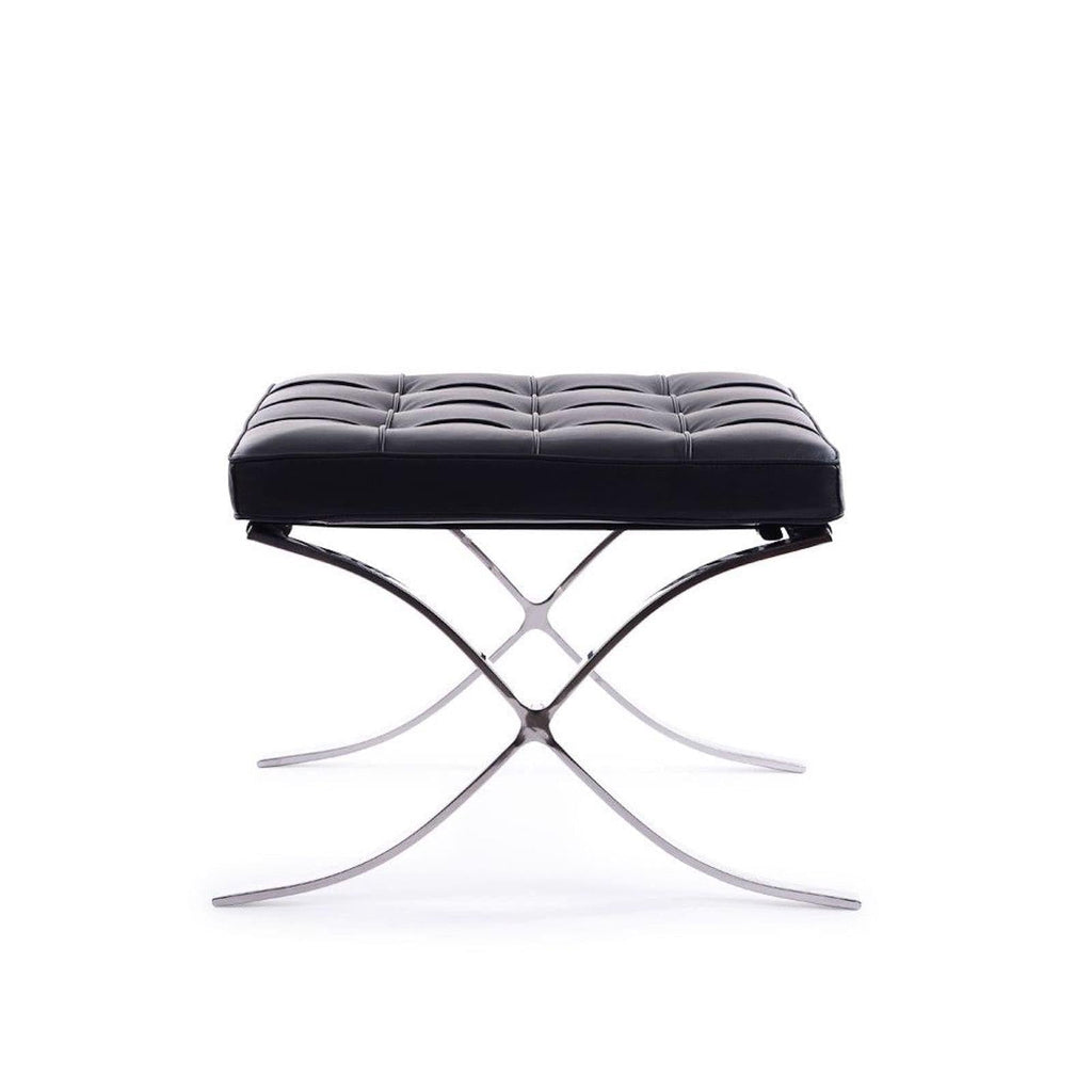 Barcelona Stool - chromed scissor X-frame with a deep button-tufted cushion