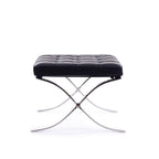 Barcelona Stool - chromed scissor X-frame with a deep button-tufted cushion