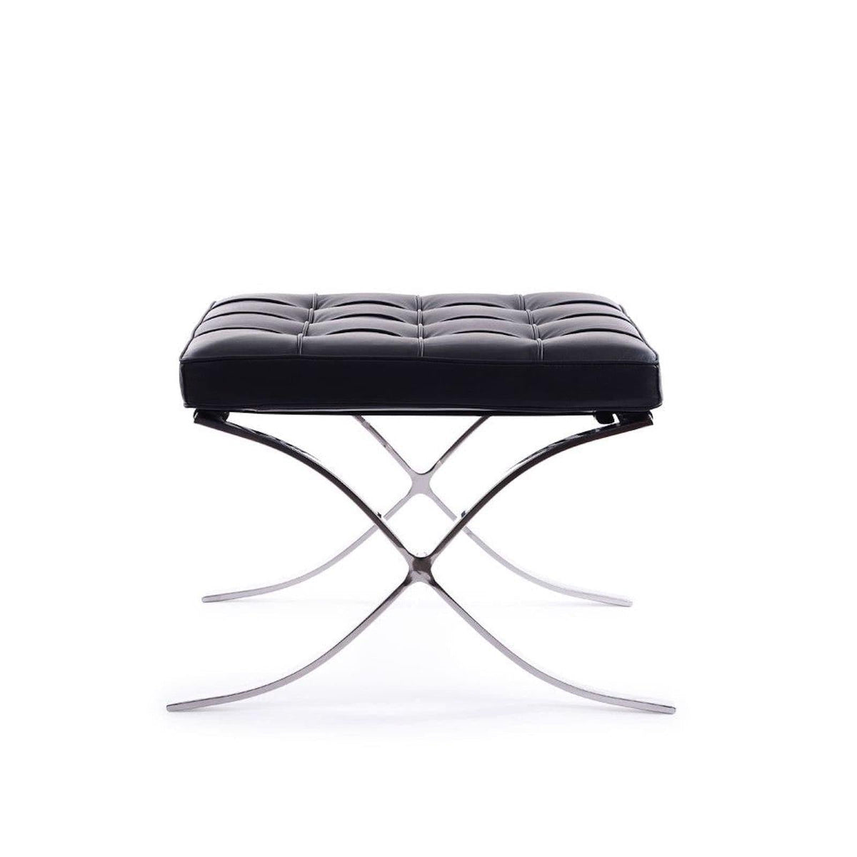 Barcelona Stool - chromed scissor X-frame with a deep button-tufted cushion