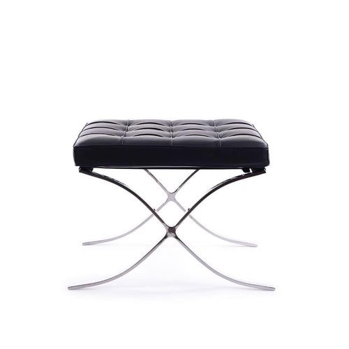 Barcelona Stool - chromed scissor X-frame with a deep button-tufted cushion