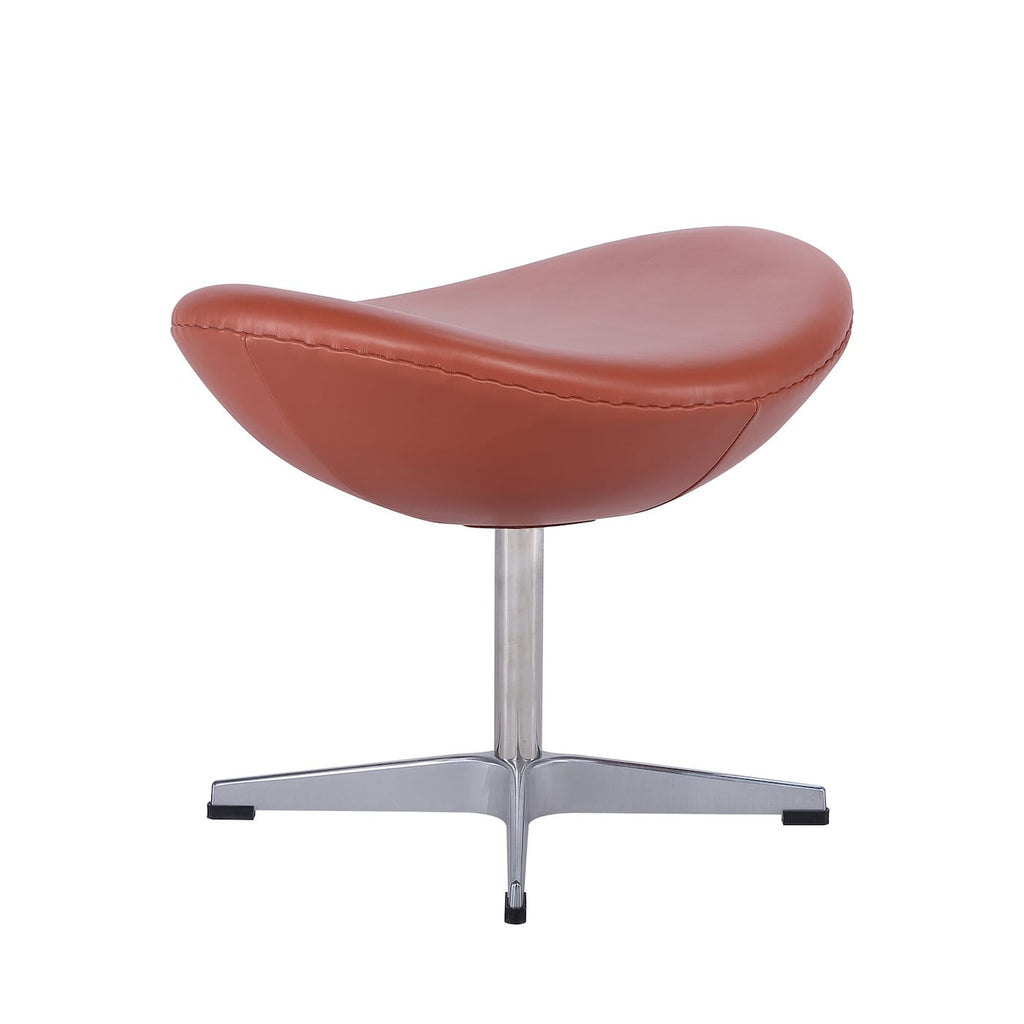 Egg Footstool in Dark Tan Leather - Arne Jacobsen inspired | Nue Modern 