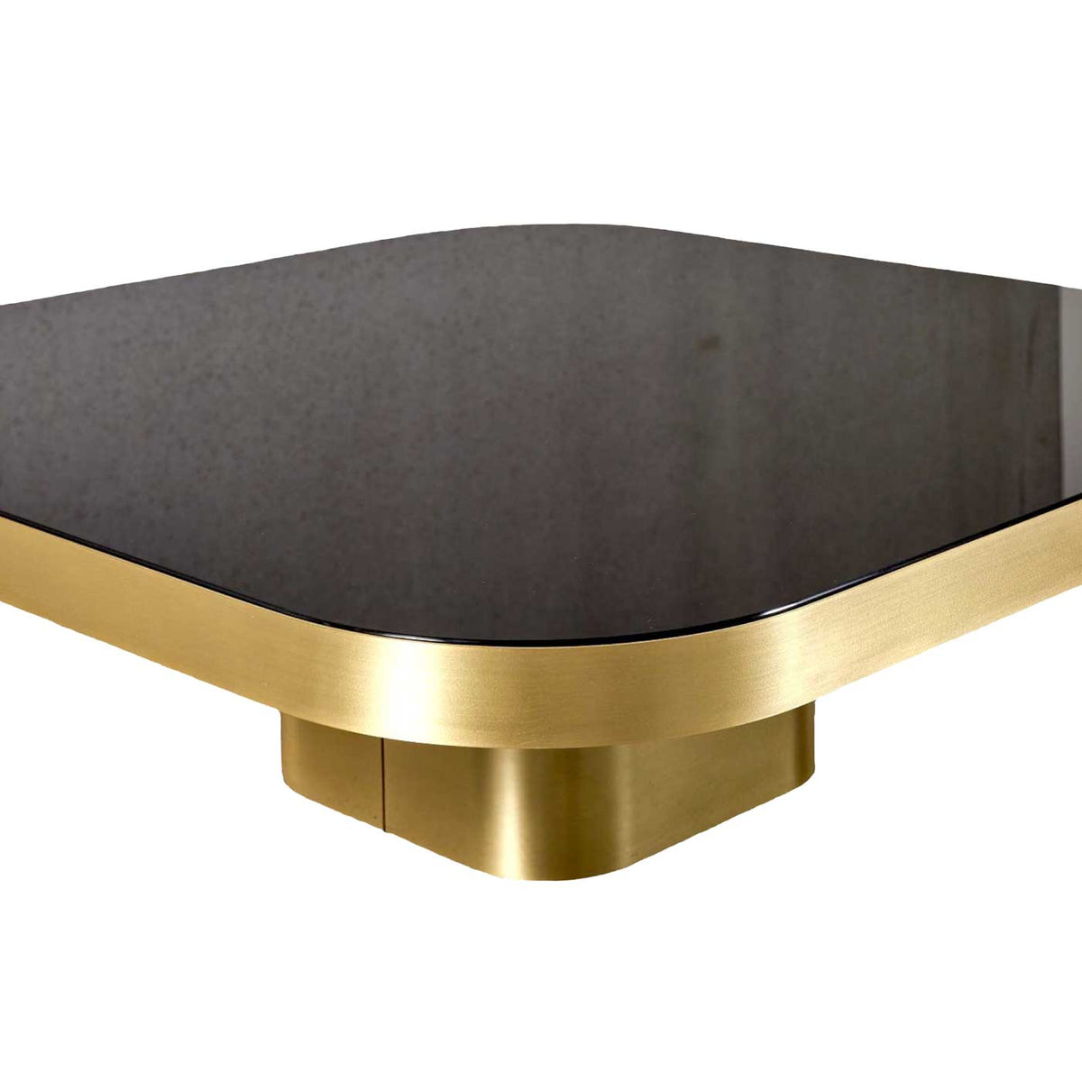 Bow Coffee Table in brass - rounded metal base in a warm brass finish