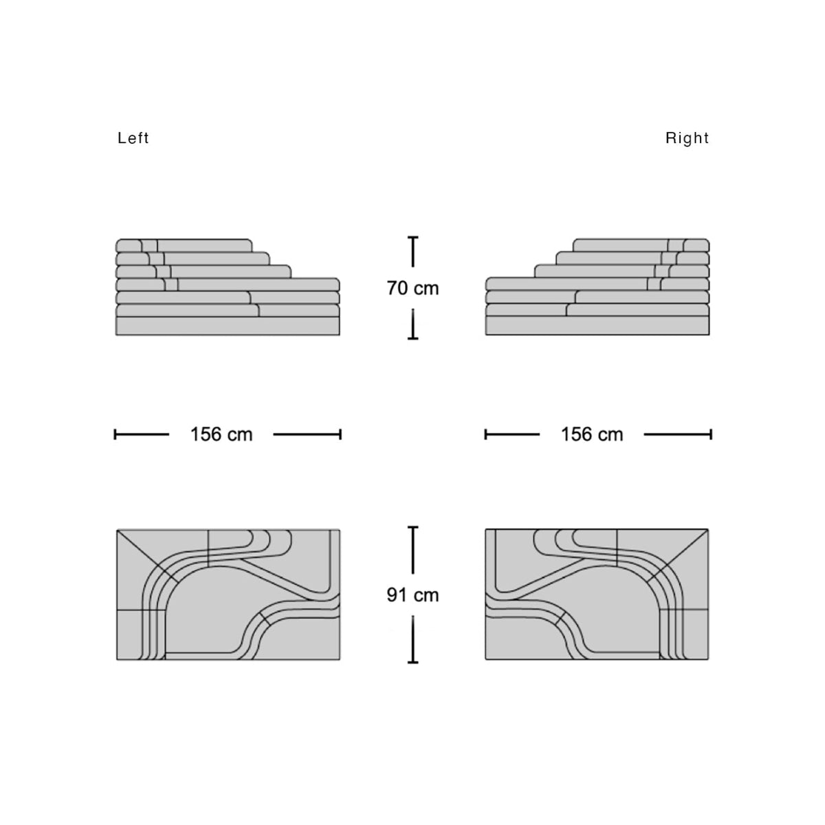 DS 1025 Sofa - upholstered stepped seats