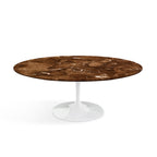 Oval Pedestal Coffee Table - Marble Top - white or black base