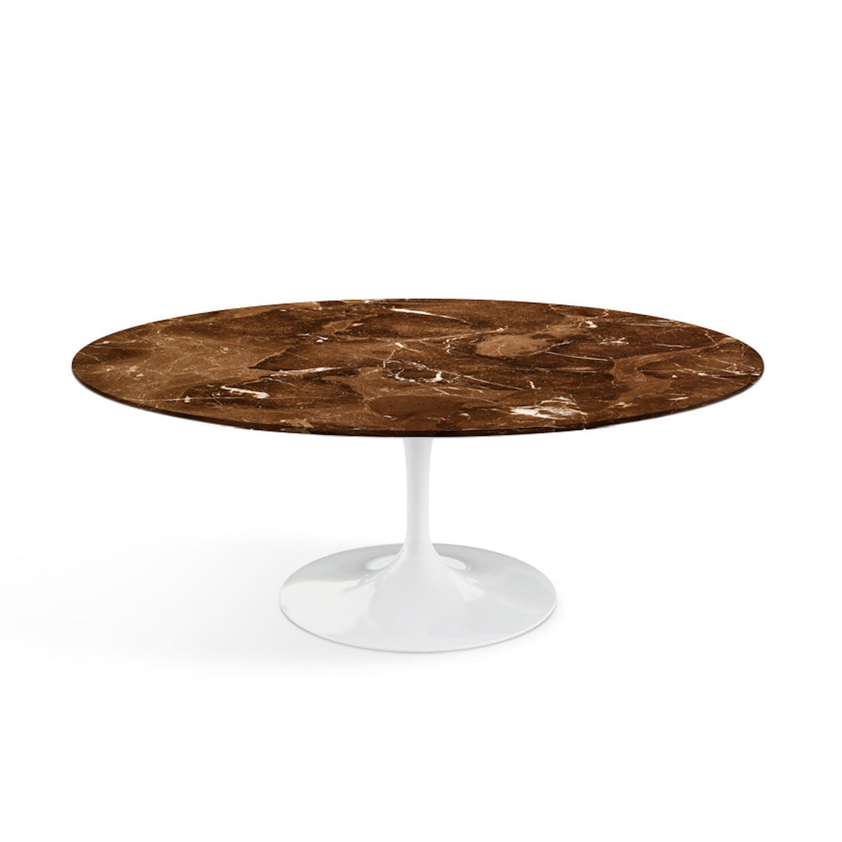 Oval Pedestal Coffee Table - Marble Top - white or black base
