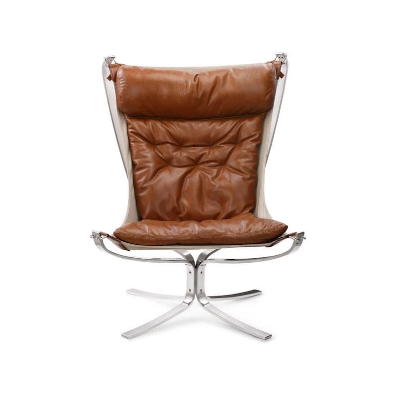 Falcon Lounge Chair - suspended leather sling seat in a slim frame