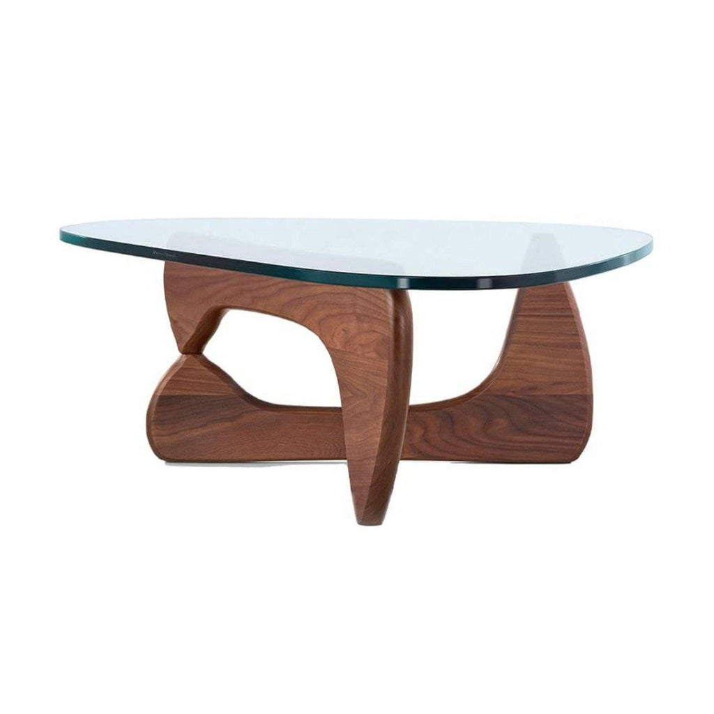 Noguchi Coffee Table - freeform glass top on interlocking curved wood supports