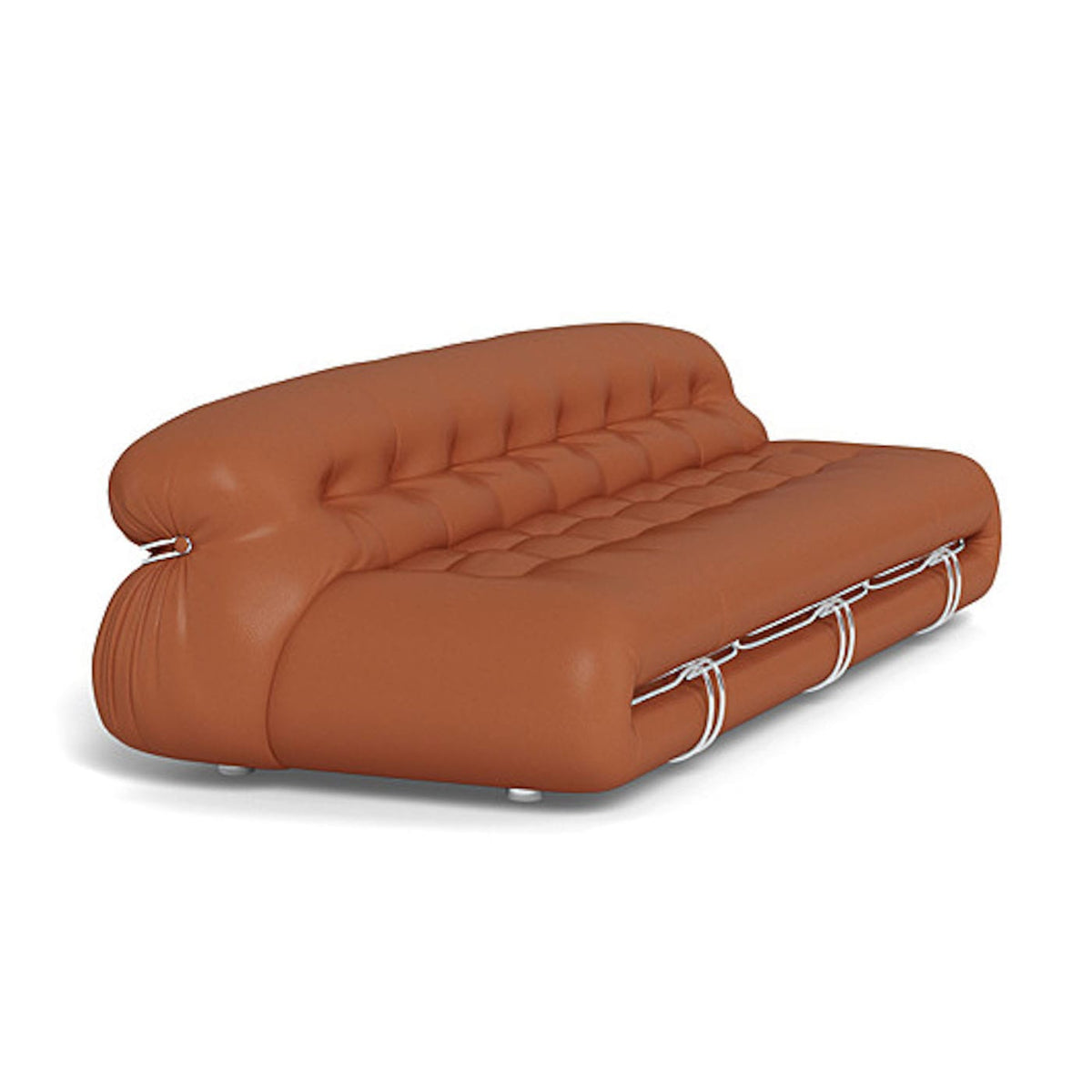 Soriana 3-Seater Sofa - gathered, quilted upholstery cinched by a signature chrome wire clasp