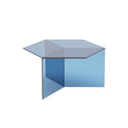 Isom Square Coffee Table in blue-tinted glass