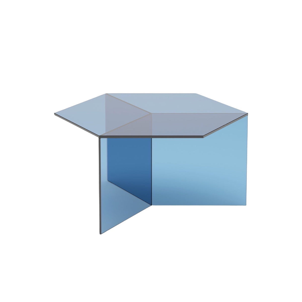 Isom Square Coffee Table in blue-tinted glass
