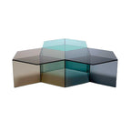 Isom Square Coffee Table set in tinted glass