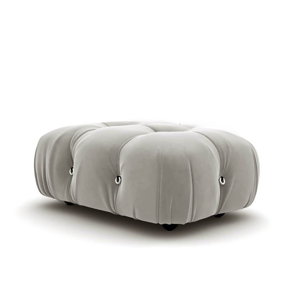 Bellini Small Ottoman - light grey velvet | Nue Modern 