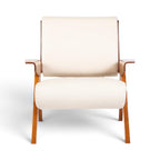 Gianfranco Frattini Inspired Lina Armchair in white leather with natural wooden frame | Nue Modern