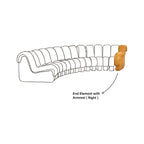 Line drawing showing the placement of the DS-600 Seat End Element With Armrest Module on the Right | Nue Modern