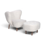 Little Petra Lounge Chair and Ottoman in off-white bouclé with walnut legs | Nue Modern