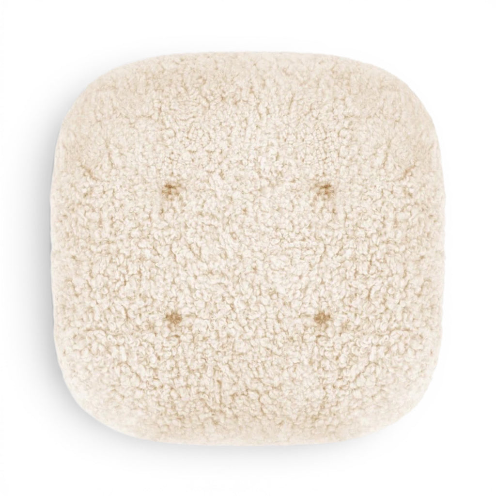 Top view of the Little Petra Ottoman in cream Sherpa | Nue Modern