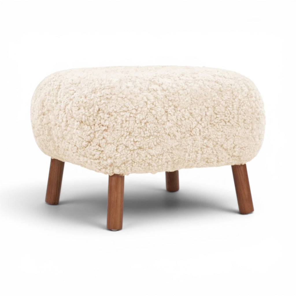 Little Petra Ottoman - Sheepskin with walnut legs | Nue Modern